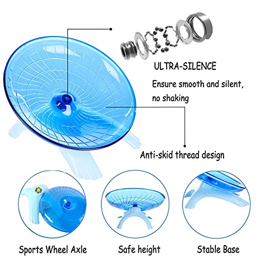 Hamiledyi Hamsters Flying Saucer Silent Mouse Wheel Small Gerbil Running Exercise Toy Kit with Rainbow House Seesaw Grass Cake Sweet Bamboo Snacks for Dwarf Mice 10 Pcs
