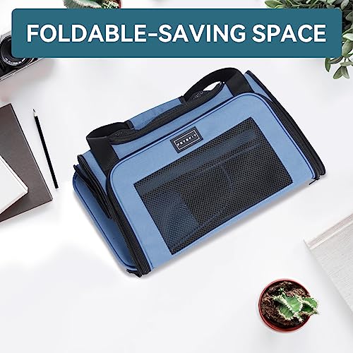 PETSFIT Pet Carrier, Blue, Small and Medium Cats, Puppies Up to 12 Lbs | Dog Carrier, Airline Approved, Collapsible Soft Sided, TSA Approved, Cat Travel Carrier - color: Blue, size: Medium