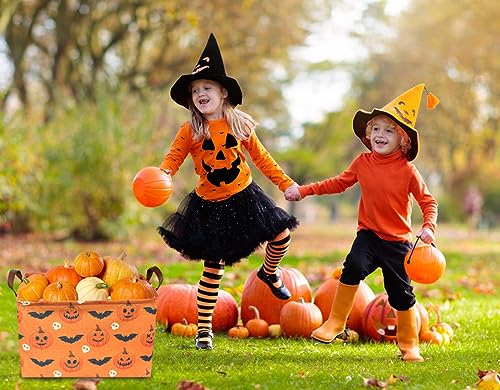Rectangular Halloween Baskets,Pumpkin Basket for Kids with Handles. Candy Basket,Books Bins. (Halloween Pumpkin) - color: Halloween Pumpkin