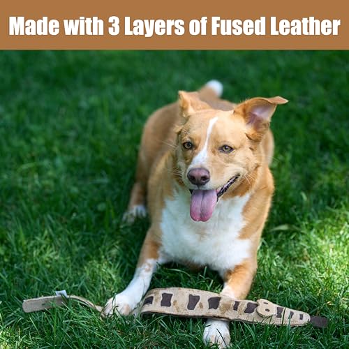 SPOT Skinneeez Leather Snake – 25in Stuffing-Free Dog Toy with Real Leather & 4 Squeakers, Durable Tug Toy for Light to Moderate Chewers, Great for Medium & Large Dogs - size: 25 Inch
