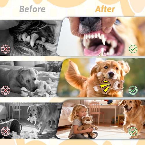 MAXBECK Dog Companion for Heavy Chewers- Indestructible Robust Bear Dog Toy, Resistant Squeaky Dog Toys for Heavy Chewers, Unbreakable Stuffed Plush Dog Toys for Aggressive Chewers (B-Oak) - color: B-Oak