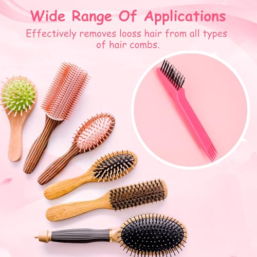 Yaomiao 2 Pcs Hair Brush Cleaner Tool 2-in-1, Pink and Purple Hairbrush Cleaner for Removing Hair Dust, Mini Comb for Removing Dirt, Home Salon Use - color: Pink, Purple