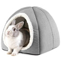 Rabbit Hideout Bed for Large Bunnies, Soft Plush Bunny House | Cozy Small Animal Hideaway with Removable Pad for Indoor Rabbits, Guinea Pigs, and Ferrets, Charcoal - color: Charcoal