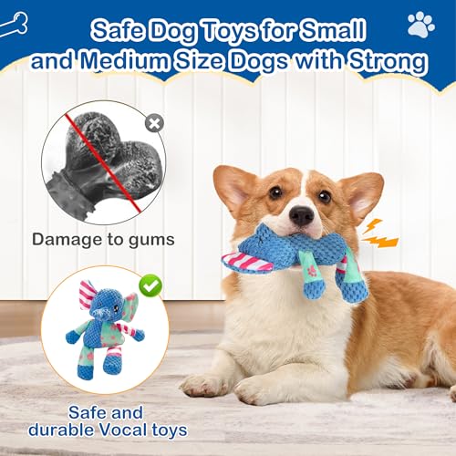 Dog Squeak Toys for Small & Medium Breeds, Puppy Teething Interactive Chewing Plush Toy to Keep Them Busy, Best Birthday, Christmas, Halloween, Easter Gift, Elephant - color: Elephant
