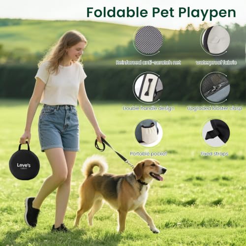 Love's cabin Pet Puppy Dog Playpen, Small Dog Tent Crates Cage Indoor/Outdoor, Portable Exercise Playpen for Cat, Foldable Pop Up Dog Kennel Playpen with Carring Case (S, Gray Green) - color: Gray green, style: Small