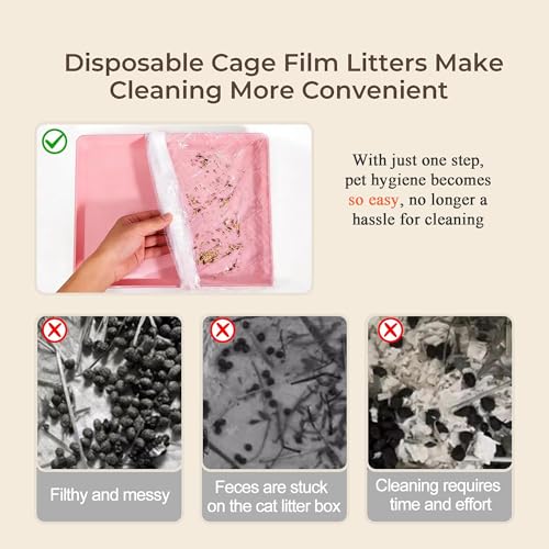 50 Disposable Cage Tray Liner Bags for Small Animals & Birds | Pull-Over Tray Fit | Durable Mess Hold | Quick Disposal | Less Cleaning Burden | Small Pet & Bird Cages - size: L(47.2 x 47.2'')