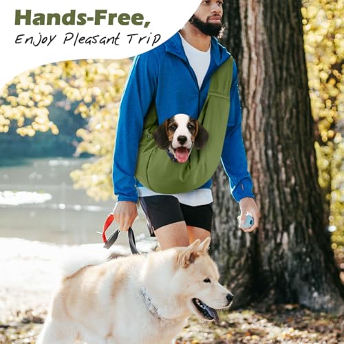 Pawaboo Small Dog Sling Carrier | Reversible Puppy Small Pet Carrier,Hands Free,Safety Buckle,Storage Pocket for Travel,Outdoor Activities Matcha Green - color: Matcha Green