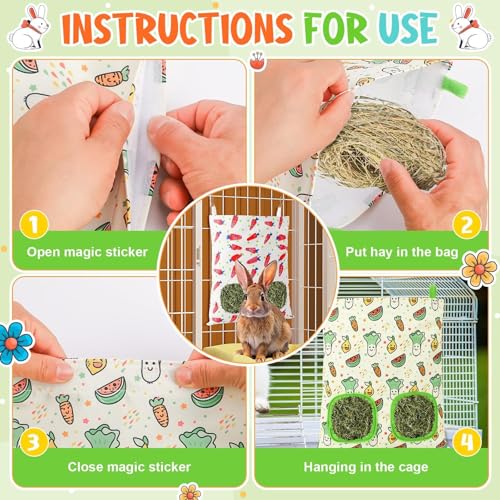 UPINS 2Pack Guinea Pig Hay Feeder Bag,Bunny Rabbit Cage Bag Hanging Holder | Guinea Pig Cage Feeder,for Bunny Rabbits,Chinchillas,Hamsters,Small Pets,and Animals - color: Red Green, size: 28 x 25 cm