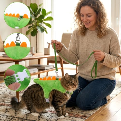 Ferret Harness and Leash Set, Small Animals Vest Harness, Adjustable Straps & Magic Tape Design for Puppies, Cats, Squirrels, Rats, Bunnies, Ferrets, Outdoor Walking - color: Green