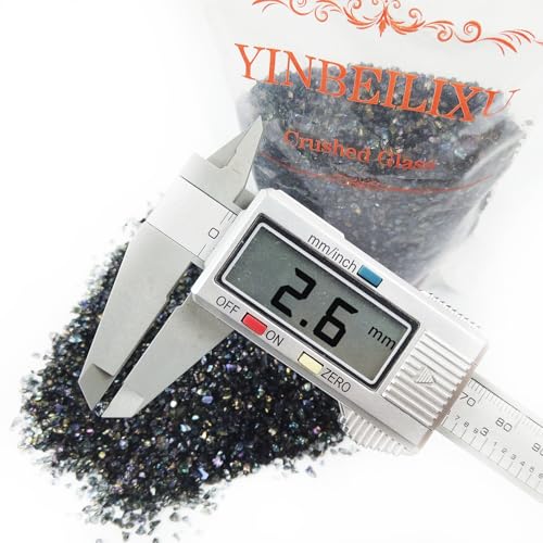 Crushed Glass Glitter, Broken Stones Shattered Glass Chips for Resin Art Crafts, Epoxy Resin Supplies, Geod Painting, DIY Art Projects, Jewelry Making, 2-4mm, 200g/7oz (Black) - color: Black