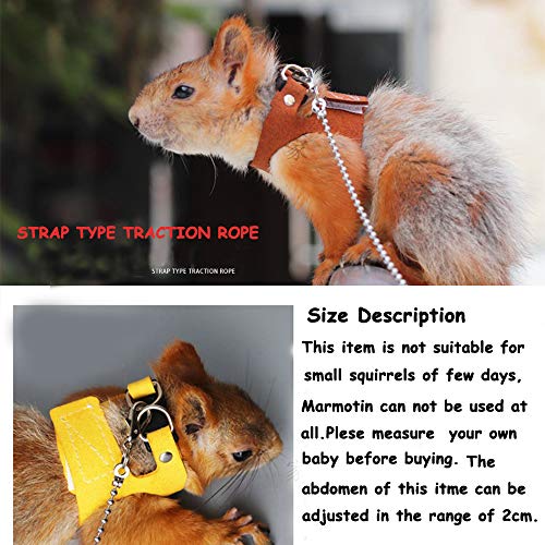 Squirrel Traction Rope Strap Anti-Biting Chain Rope, Adjustable Vest, Small Animal Walking Harness with Lead Leash, Hamster Gerbil Rat Mouse Ferret Chinchilla Small Animal Walking Leash | Small Animal Walking Harness with Lead Leash/ No Neck Strain/ Stres