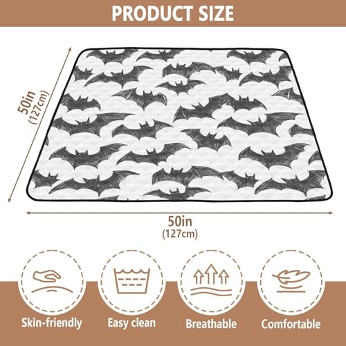 Baby Play Mat Black Brush Doodle Bats 50 x 50 Playpen Mats for Floor Play Gym Crawling Mat Non-Slip Cushioned Baby Playmat for Infants, Babies, Toddlers - color: multi 24