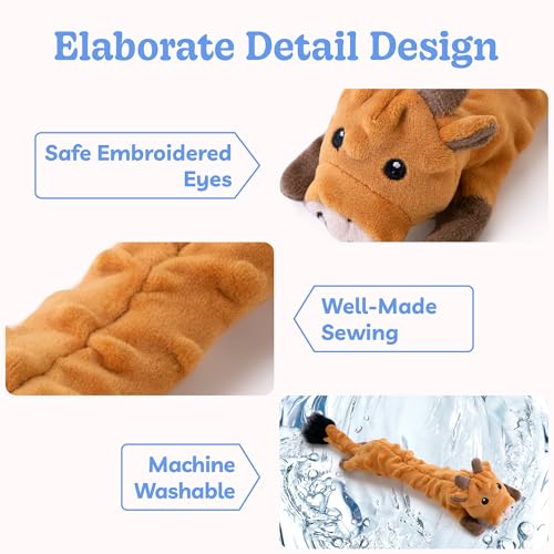 SHARLOVY Dog Squeaky Toy, Bubble Plush Puppy Teething Pet Toy, Crinkle No Stuffing Animals Dog Toy, Doggies Chew for Large Small Medium Breeds - color: Bubble Plush-Cow, size: Large