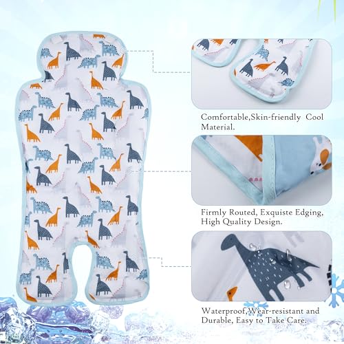 Gel Car Seat Cooler Pad,1 Pack Double Sides-Universal Baby Stroller Ice Cushion Cooler Mat,Summer Cooling Seat Liner,Multifunctional Suitable for Baby Dining Chair,Child Safety Seat (Dinosaur+Dog) - color: Dinosaur+Dog