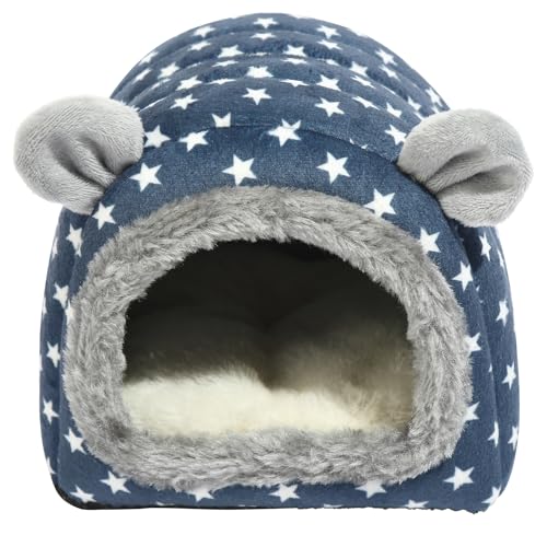 Hedgehog Bed Cave Hideout Hedgehog Accessories Hedgehog House, Hamster Small Animals Cage Supplies Warm House (Blue) - color: Blue