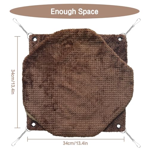 Yanmucy Double-Layer Fleece Rat Hammock House - Warm Soft Guinea Pig Hideout for Cage Accessories - Ferret Hamster Sleeping and Playing Hammock for Small Animals (Coffee) - color: Coffee