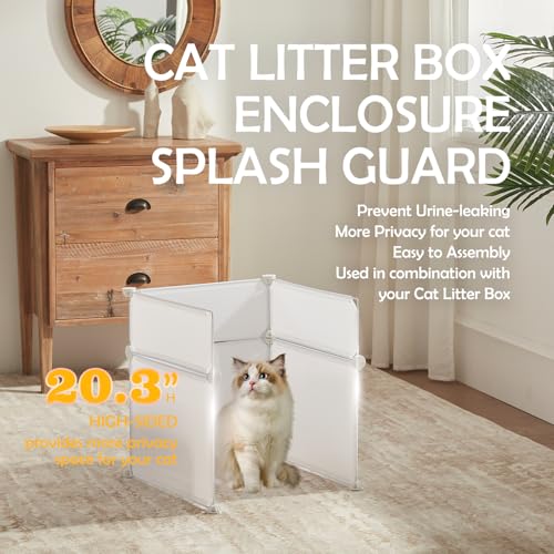 MEEXPAWS Cat Litter Box Enclosure, Splash Guard, Pee Shield High Walls | Large Plastic Sheets Easy to Clean, Litter Containment, Litter Box Privacy Screen and Wall Protector, Light Weight - size: L - L18.9"×W18.9"×H20.3"