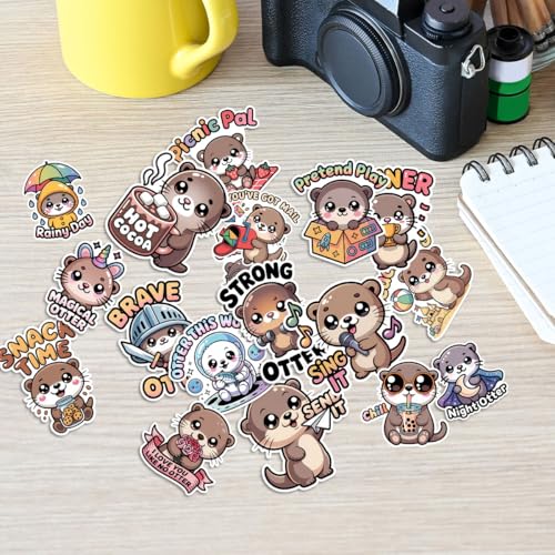 Vybonz Otter Sticker Cute Animal Decal Funny Cartoon Animal Wildlife | Otter Stickers with Cute Animal Characters for Otter Lovers, Laptop, Water Bottle, Journal and Notebook Use - color: Otter, size: 3in