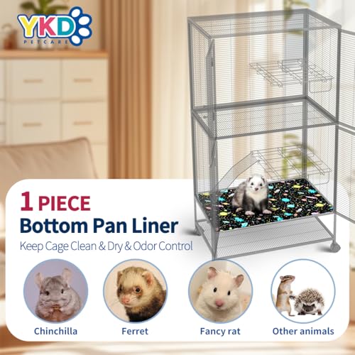 YKD Ferret Cage Liners for Ferret Nation & Critter Nation Cages | Waterproof Chinchilla Cage Accessories, Washable Bedding, for Ferrets, Chinchillas, Rats (Black, Bottom Pan Liner) - size: Bottom Pan Liner