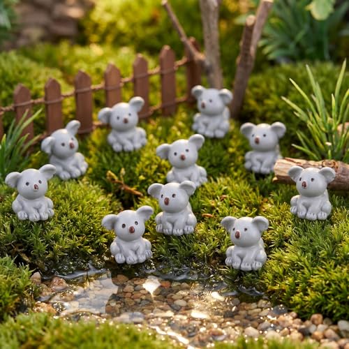 Geelin 50 Pcs Mini Koala Figurines Bulk Koala Bear Birthday Party Decor | Resin Animal Figures, for Hiding Games, Koala Bear Birthday Gifts, Miniature Collection Figure, Fairy Garden Dollhouse - style: Koala