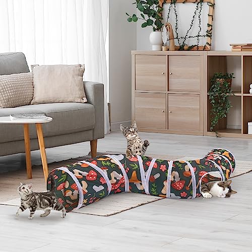 Glittme Cat Tunnel, Cat Tunnels for Indoor Cats, S-Shape Cats Cave with Cat Toys, Foldable Cat Tubes and Tunnels for Cats, Rabbit, Puppy, Guinea Pig | Interactive Bunny Tunnel And Cat Tubes With Crinkle Sounds. Ideal For Kittens, Ferrets And Small Pets To