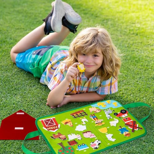 WATINC Travel Felt Board Story Set - 25PCS Portable Felt Board Educational Birthday Gift for Boys & Girls, Themed Storytelling Preschool Early Learning Interactive Play Kit for Toddlers (Farm Animals) - style: Farm Animals