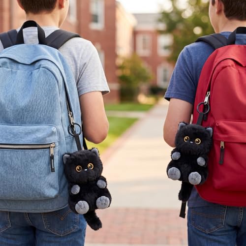PEACH CAT Black Cat Stuffed Animal Cute Plush Keychain for Backpack Small Plush Pendant Toys Bag Charms Gifts for Kids & Adults - style: Black Cat