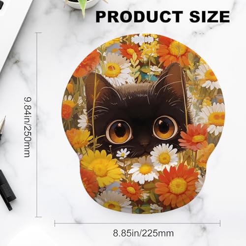 Cute Black cat Mouse Pad with Gel Wrist Support, Smooth Surface Ergonomic Mouse pad, Non-Slip Pain Relief Desk Mat for Gaming, Work & Office Desktop 2 - color: Black cat 2