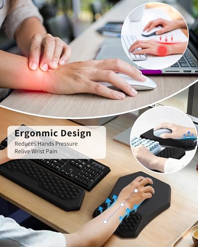 Ergonomic Mouse Pad Wrist Rest Support for Carpal Tunnel Pain Relief | Massage Design Mousepad, Memory Foam, Non-Slip PU Base for Computer Desk, Black - color: Black