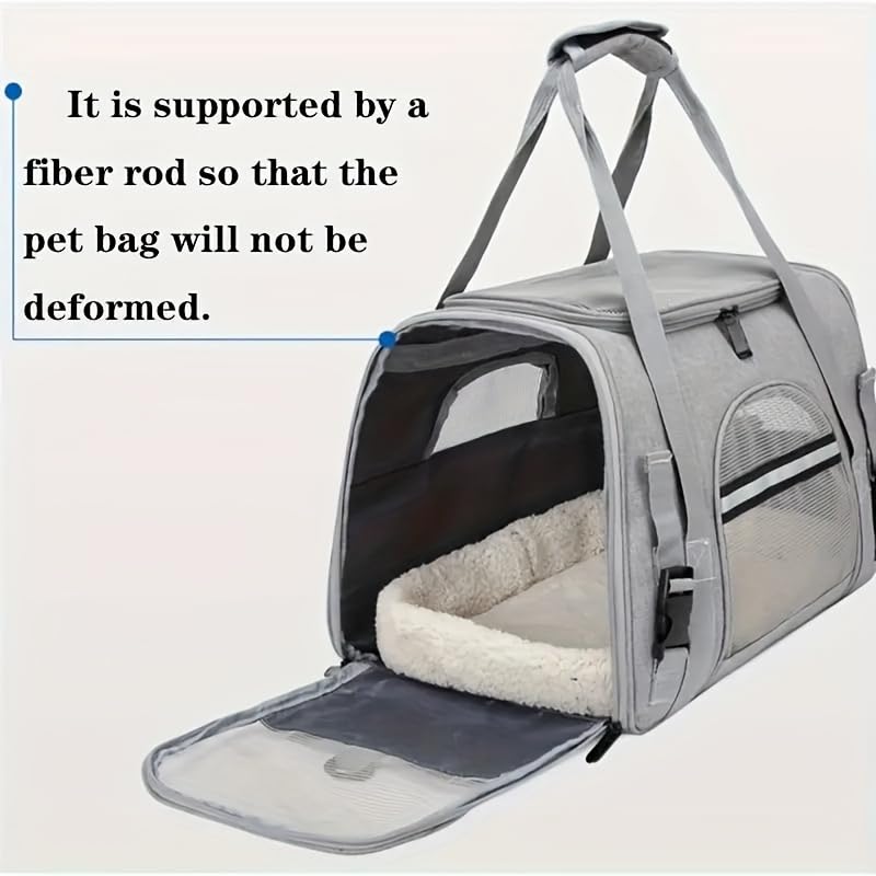 Cat Carrier Bag, Airline Approved Soft Carrier for Cats & Small Dogs | Airline approved pet carrier for pets under 15lb, breathable mesh with privacy cover, lightweight, foldable & washable - color: grey