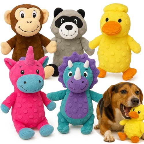 Jalousie Multipack Dog Squeaky Toys Strong Almost Indestructible, with Added Liner for Longer Play Dog Chew Toys (Medium Breeds - 5 Pack Dotted) - color: Medium Breeds - 5 Pack Dotted