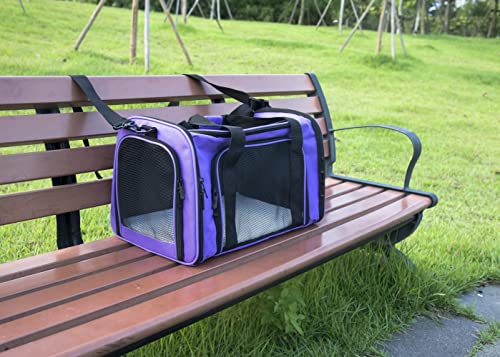Soft Sided Carrier for Small Medium Cats Dogs,Removable Pad Collapsible Travel Pet Carrier Large Purple - color: Purple, size: 20.0"L x 13.0"W x 13.0"H