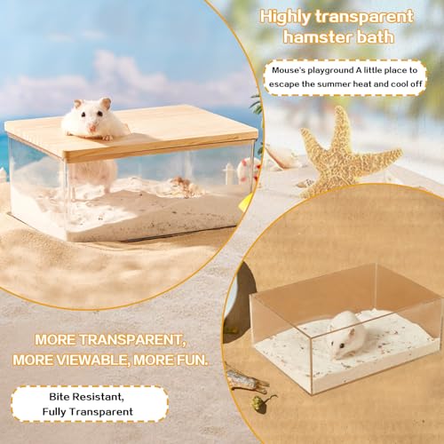 Hamster Sand Bath Box Container, Hamster Bath Sand Gerbil Sand Bath Hamster Dust Bath, Hamster Litter Box Chinchilla Dust Bath Hamster Accessories (Small Rectangle) - size: Small Rectangle