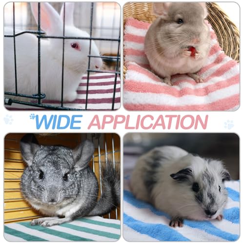 Moukeren 20 Pcs Guinea Pig Fleece Bedding Blankets Bulk Washable Small Animal Fleece Cage Liners Pet Sleeping Mat Cover for Hamster Chinchilla Rabbit Hedgehog (12 x 12 Inch,Striped Style,Multicolor) - color: Multicolor, size: 12 x 12 Inch, style: Striped