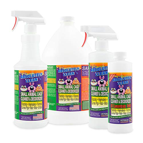 Absolutely Clean Amazing Small Animal Cage Cleaner, Just Spray/Wipe, Easily Removes Messes & Odors - Hamster Cages, Mice, Rat Cage, Guinea Pig Cage, Rabbit Cage, Ferret Cage, Dog Cage - USA Made - style: 16 Fl Oz (Pack of 2)