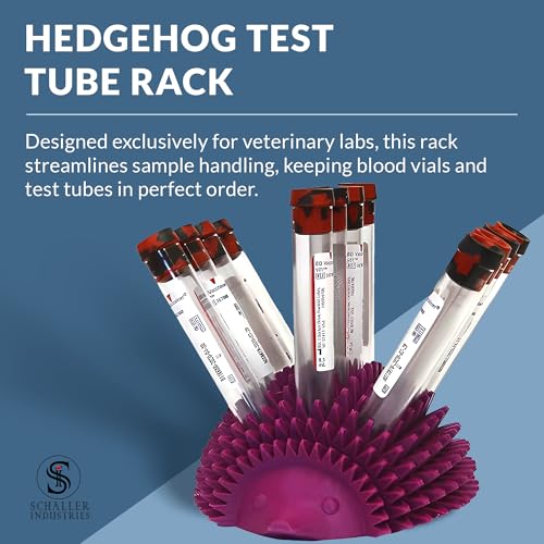S I Schaller Industries Hedgehog Test Tube Holder, 13mm - Veterinary Blood Test Tube Rack, Holds 12 Vials, Compact Fun Design Organizer for Veterinary and Research Lab Use - Grape - color: Grape, size: 13mm Tubes