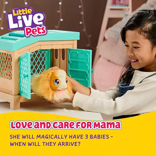 Little Live Pets Mama Surprise Guinea Pig Plush Toy, Interactive Stuffed Guinea Pig Hutch and 3 Babies, Animal Plush with 20+ Sounds, Toys for Ages 4+ - style: Guinea Pig