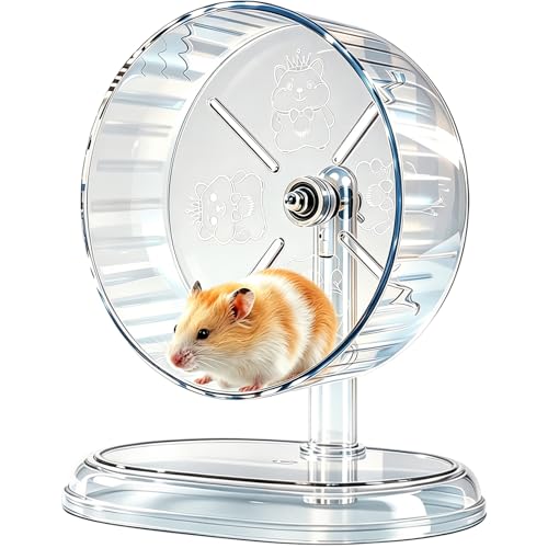 Hamster Wheel,Super Silent Hamster Exercise Wheels,Silent Wheel,Hamster Wheels,Adjustable Stand Hamsters Exercise Wheels,Quiet Rat Wheel (Transparent, Ф7 inch) - size: Ф7 inch