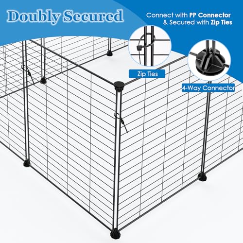 2-Story Guinea Pig Cages with Tarp, Large C&C Loft Cage for Rabbit Bunny Puppy Small Animal Indoor Dog Playpen Pet Exercise Enclosure, 25 Panels