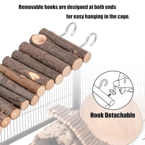 PINVNBY Hamster Suspension Bridge Ladder Rodents Natural Wooden Arch Bendable Bridge Chew Toy Long Climbing Ladder for Hamster Guinea Chipmunk Pig and Other Small Animals (2 Kinds Length) - size: L:19.6x3.2inches, 8.6x4inches