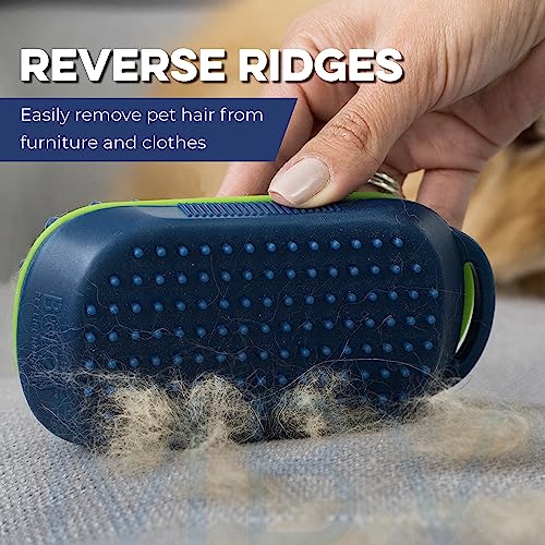 Bonza Silicone Dog Brush - Dog Brush for Shedding & Massage, Cat Bath Scrubber for Easy Shampoo, Pet Grooming Tool with Removable Hair Screen, Navy Blue, Silicone