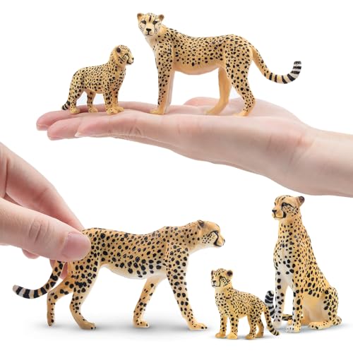 Toymany 8PCS Realistic Cheetah Figurines Toy, Cake Topper & Gift for Kids | Plastic Jungle Zoo Animals Figures with Cubs, Educational Toy, Christmas Birthday Gift for Children - style: Cheetahs
