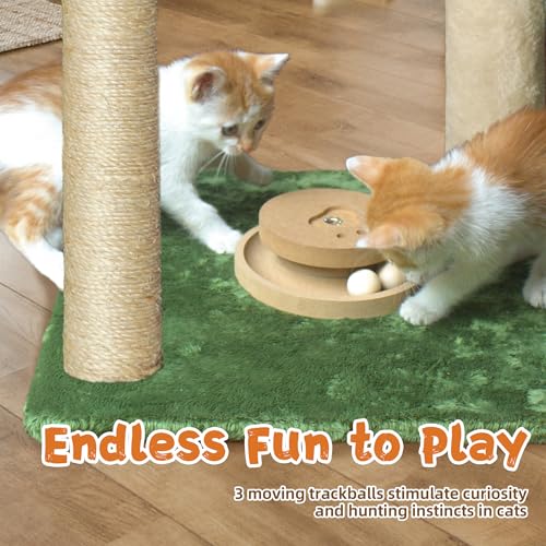 Fantasreen Cat Tree 28'' with Hammock & Interactive Toy for Indoor Cats - color: White-1 Bed
