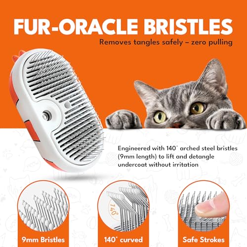 Cat Steam Brush for Shedding – 3-in-1 Grooming Tool with Mist Spray, Anti-Static, USB Rechargeable – One-Click Clean Brush for Cats and Dogs of All Fur Types