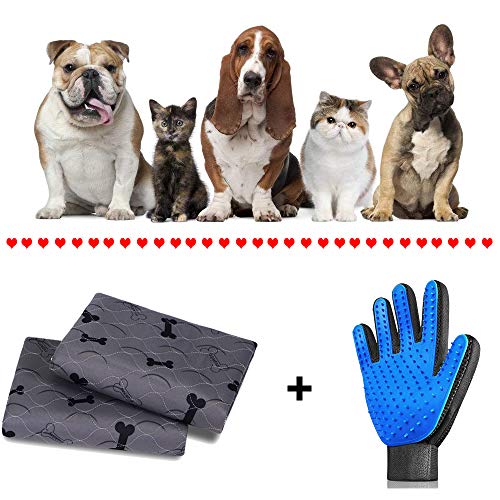 Washable Dog Pee Pads with Free Grooming Gloves,Non Slip Dog Mats with Great Urine Absorption,Reusable Puppy Pee Pads for Whelping,Potty,Training,Playpen - size: 41x41 Inch (Pack of 2)