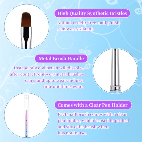 4Pcs Nail Art Clean Up Brushes Nail Brushes Cleaning Polish Mistakes | Cleaning Polish Mistakes on the Cuticles Acetone Resistant Nail Brush Fingernail Cleaning Brushes for Nail Art and Designs - color: A-Blue 4Pcs