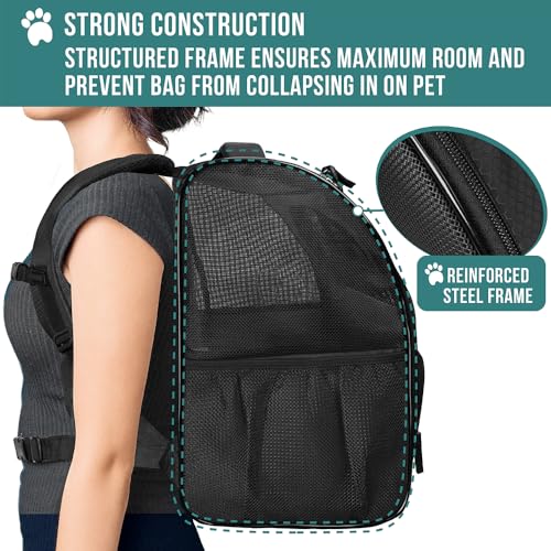 PetAmi Dog Backpack Carrier Airline Approved Cat Pet Puppy Bag, Black - color: Black