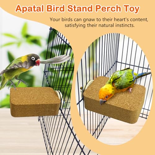 3 Pack Bird Perch Platform Cork Parrot Perch Stand Parakeet Chewing Toy Bird Paw Grinding Cage Accessories for Small Conures Budgies Cockatiels Finches (Small) - size: Small