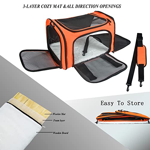Soft Sided Carrier for Small Medium Cats Dogs,Removable Pad Collapsible Travel Pet Carrier Large Orange - color: Orange, size: 20.0"L x 13.0"W x 13.0"H