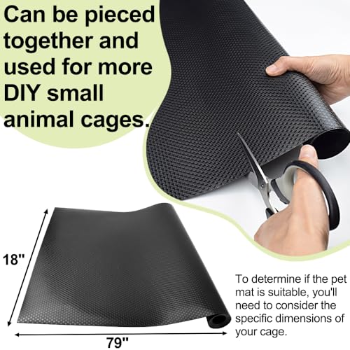 Washable Guinea Pig Bedding Cage Liner Waterproof Rabbit Bedding, Easily Cut to Suit Cage and Reusable Pads for Guinea Pigs, Rabbits, Hamsters, Gerbils, and Chinchillas,18"×79",1pcs, Black Mat - color: 1 PCS Black 18"×79"